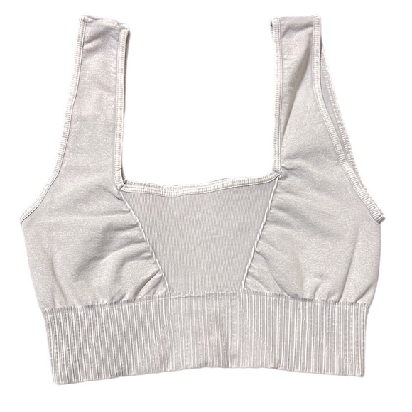 Free People Good Karma Square Neck Bra Top Gray NWOT - Picture 3 of 6